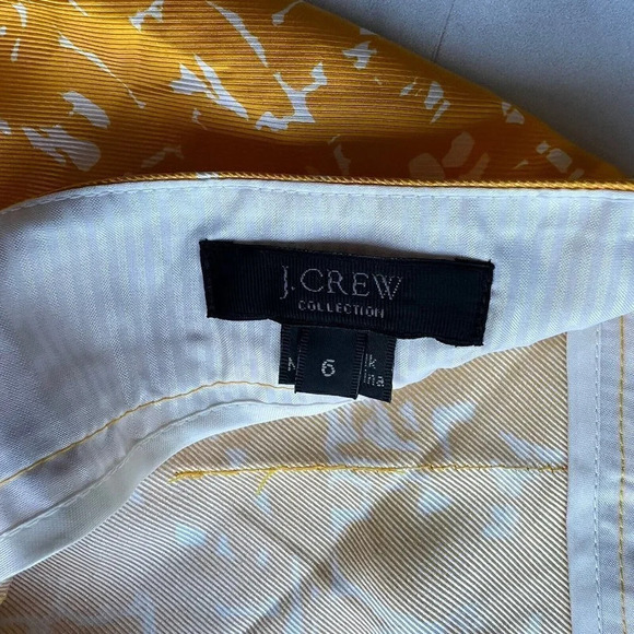 J.Crew Collection Size 6 Yellow Mustard 100% Silk mid-length Pleated Skirt - Picture 4 of 4